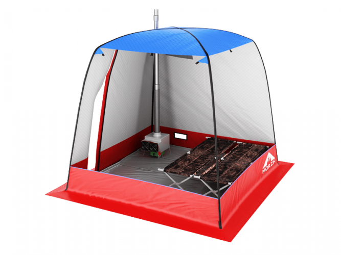 Мобильная баня-палатка МОРЖ c 2-мя окнами сине-красный во Владивостоке