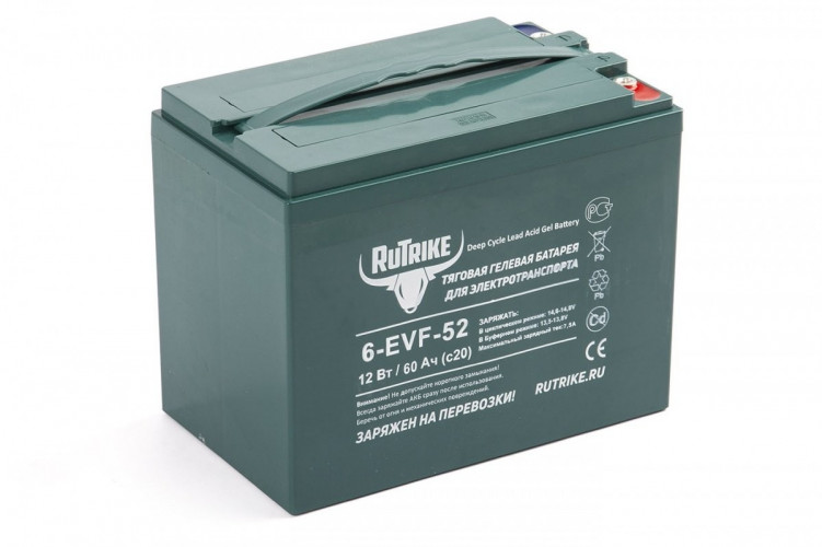 Тяговый гелевый аккумулятор RuTrike 6-EVF-52A (12V52A/H C3) во Владивостоке