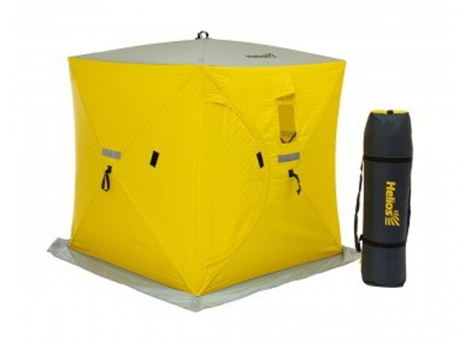Палатка для рыбалки Helios утепл.Куб 1,5х1,5 желтый/серый во Владивостоке