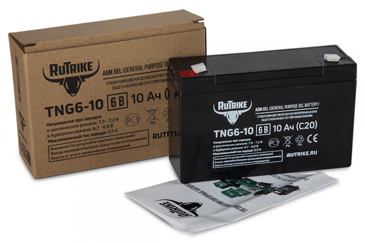 Тяговый гелевый аккумулятор RuTrike TNG 6-10 (6V10A/H C20) во Владивостоке