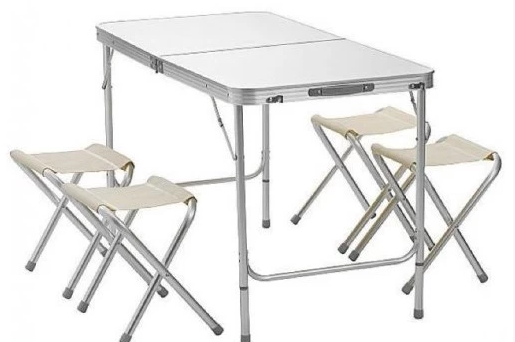 Набор стол раскладной водостойкий 120х60 и 4 табурета во Владивостоке